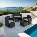 Wicker zitgroep Modena 3+2+1 met beschermhoes - zwart / grij, Verzenden, Nieuw