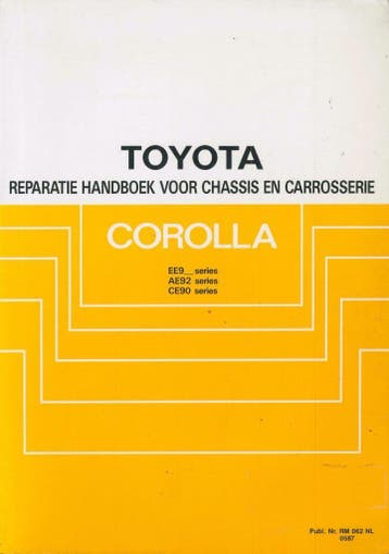 1987 Toyota Corolla chassis en carrosserie reparatiehandboek, Verzenden