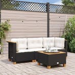 vidaXL Tuinbank 3-zits met kussens poly rattan zwart, Tuin en Terras, Tuinsets en Loungesets, Verzenden, Nieuw