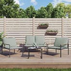 vidaXL 3-delige Loungeset met kussens staal antracietkleurig, Verzenden, Nieuw, Rvs, Loungeset