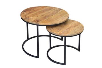 industrieele set van 2 bijzettafels ELEMENTS 60cm massief, Huis en Inrichting, Ophalen of Verzenden, Nieuw
