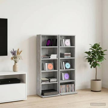 vidaXL CD Kast 2 st Betongrijs 33 x 23,5 x 97,5 cm Bewerkt, Verzenden, Nieuw