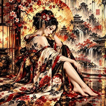 NYX - Le Crépuscule des Fleurs Écarlates – Geisha sous la