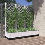 vidaXL Plantenbak met trellis wit 120x40x121,5 cm PP, Tuin en Terras, Verzenden, Nieuw, Kunststof, 100 cm of meer