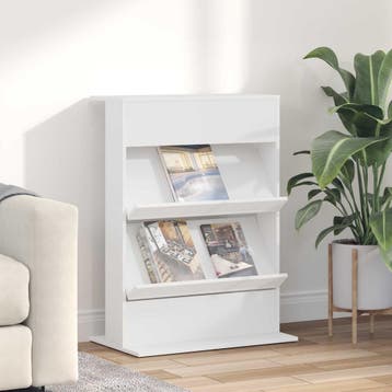 vidaXL Tijdschrift Rek Wit 70 x 41 x 96 cm Bewerkt hout, Verzenden, Nieuw
