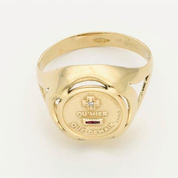 Ring - 18 karaat Geel goud - Diamant - Robijn, Nieuw
