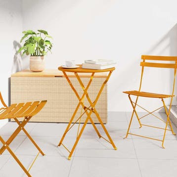 vidaXL Bistrotafel Mosterdgeel Ø 50 x 71 cm Poedercoating, Verzenden, Nieuw, Metaal