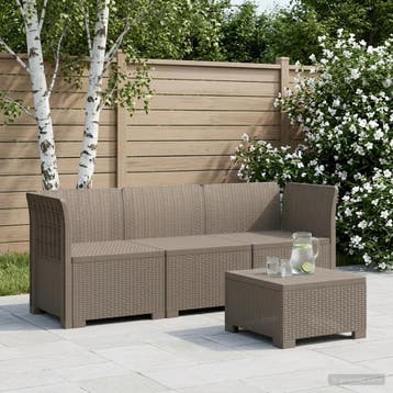 vidaXL 3-zits Tuinbank in Rattan Look PP Lichtgrijs, Tuin en Terras, Verzenden, Nieuw