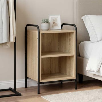 vidaXL Nachtkastje Sonoma Eiken 40 x 30 x 60 cm Bewerkt hout, Minder dan 45 cm, Verzenden, Nieuw, 55 tot 70 cm
