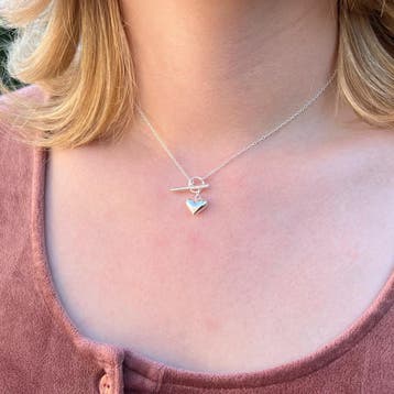 Zilveren toggle hart ketting, Verzenden, Nieuw, Zilver