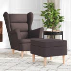 vidaXL Fauteuil met voetenbankje stof donkerbruin, Huis en Inrichting, Fauteuils, Verzenden, Nieuw