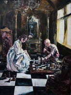 Anne Dias (1985) - (XL) Intense chess match, Antiek en Kunst