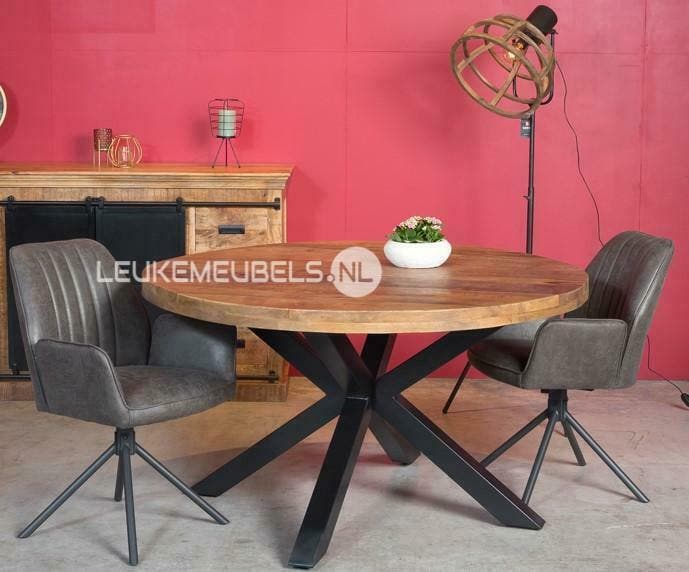 Ronde Mangohouten tafel Emma, uit VOORRAAD en GRATIS bezorgd, Huis en Inrichting, Tafels | Eettafels, 100 tot 150 cm, 100 tot 150 cm