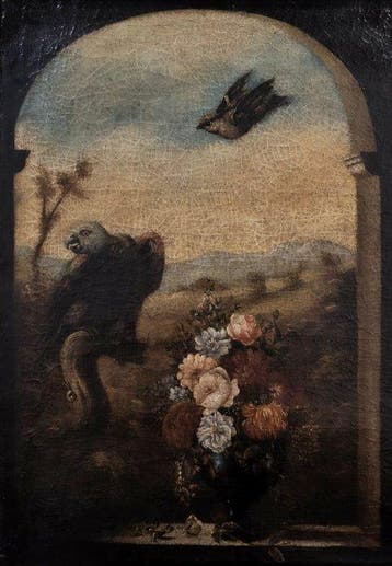 Escuela Barroca Holandesa (XVIII-XIX) - Vanitas con Ave, Antiek en Kunst, Kunst | Schilderijen | Klassiek
