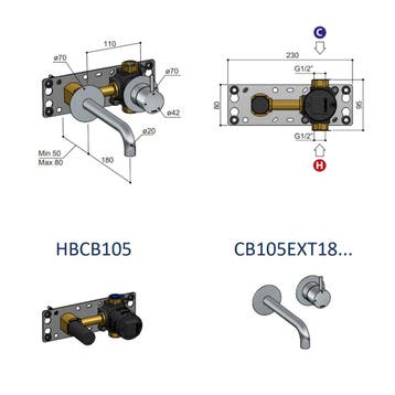 Inbouw Wastafelkraan Hotbath Cobber 18cm Gebogen Uitloop, Doe-het-zelf en Verbouw, Ophalen of Verzenden, Nieuw