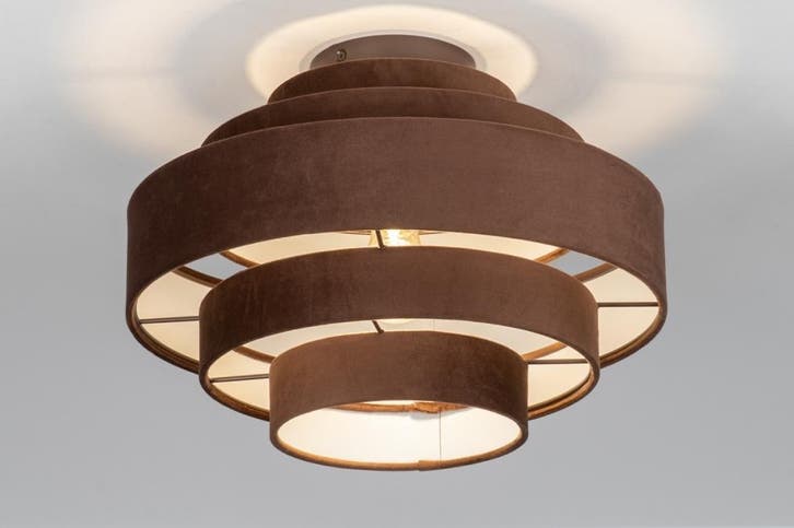 Rietveld Plafondlampen - Bruin - Stof, Metaal, Huis en Inrichting, Lampen | Plafondlampen, Verzenden