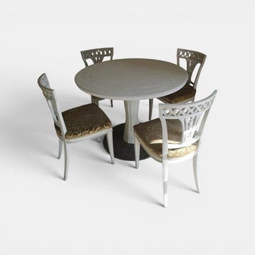Tafel (5) - Hout, Marmer - neoclassicistische eetset