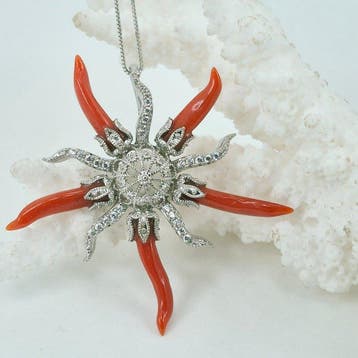 Koraal - Zilver - Ketting met hanger - CORALLO MEDITERRANEO