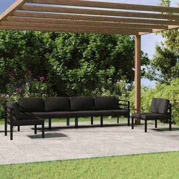 vidaXL 6-delige Loungeset met kussens aluminium, Verzenden, Nieuw, Aluminium, Loungeset