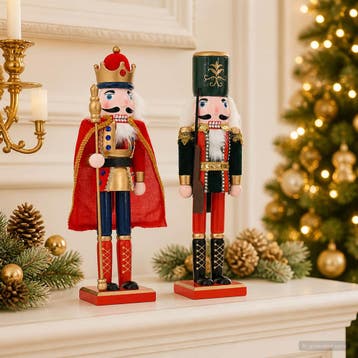 vidaXL Kerstnotenkraker TURKU 2 st Rood en Zwart 38 cm, Diversen, Verzenden, Nieuw