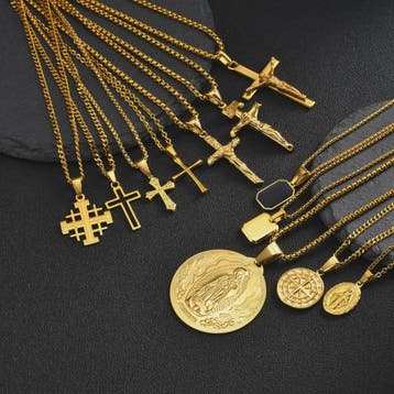 Stijlvolle Gouden Heren Ketting met Kruis Hanger - Roestvrij, Verzenden, Nieuw