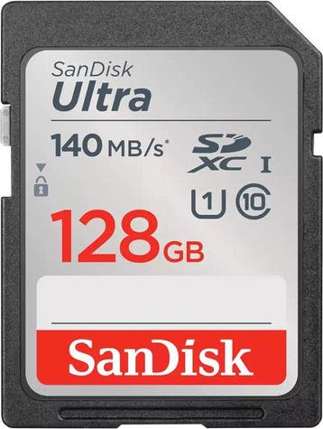 SanDisk SDXC Ultra 128GB (Class 10/UHS-I/140MB/s) SDHC-kaart, Audio, Tv en Foto, Professionele Audio-, Tv- en Video-apparatuur
