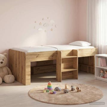 vidaXL Kinder Hoogslaper Artisanaal eiken 98.5 x 200 cm, Verzenden, Nieuw, Bruin, Hout