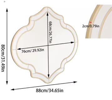 Grote Wandspiegel met Gouden Rand Modern Design 88 cm, Verzenden, Nieuw