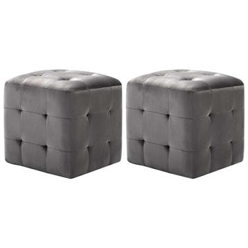 vidaXL Nachtkastjes 2 st 30x30x30 cm fluweel grijs, Overige materialen, Minder dan 45 cm, Verzenden, Nieuw
