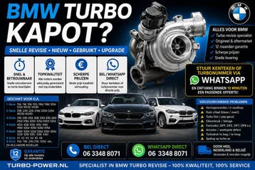 BMW Turbo Kapot? 118i 120i 320d 330i 520d X3 X5 – Revisie, Auto-onderdelen, Ophalen of Verzenden, Gereviseerd, Maserati