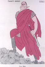 Caesar Mussolinis opmars over lijken op spotprent (Lithos), Verzenden