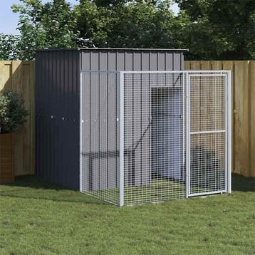 vidaXL Hondenhok met ren 165x251x181 cm gegalvaniseerd staal, Verzenden, Nieuw