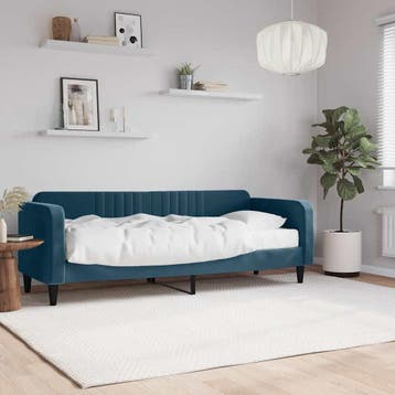 vidaXL Slaapbank met matras 80x200 cm fluweel blauw, Eenpersoons, Nieuw, 80 cm, 200 cm