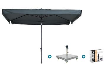 Madison Delos Luxe stokparasol 200x300 cm. - Grey met, Tuin en Terras, Verzenden, Nieuw, Parasolvoet, Kantelbaar