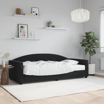 vidaXL Slaapbank met matras 90x200 cm fluweel zwart, 90 cm, Eenpersoons, Verzenden, Zwart