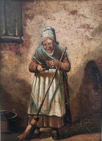 Scuola francese (XIX), A tergo reca firma Gréteauxer - Scena, Antiek en Kunst