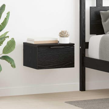vidaXL Nachtkastje met lade Zwart Eiken 34 x 30 x 20 cm, Minder dan 45 cm, Verzenden, Nieuw, Minder dan 55 cm
