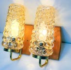 Wandkandelaar (2) - Glas, Messing, Hout - Bubble, Antiek en Kunst, Antiek | Lampen