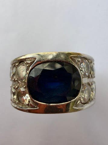 Ring - 18 karaat Witgoud - 3.00ct. tw. Saffier - Diamant, Nieuw