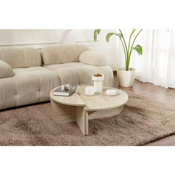 Hoppa! ASHOP-STR-1101TT Salontafel Travertijn van 79 voor 63, Huis en Inrichting, Tafels | Salontafels, Overige materialen, 50 tot 100 cm