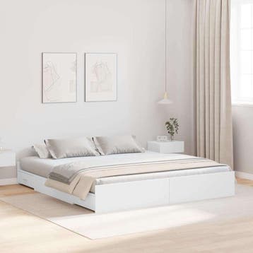 vidaXL Opbergbedframe met lade Wit 180 x 200 cm Bewerkt hout, Verzenden, Nieuw, Wit, Hout
