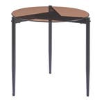Bijzettafel Ulökantaa rond rookglas 50x50 cm bruin [en.casa], Verzenden, Nieuw