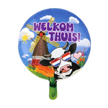 Welkom Thuis Folieballon Koe Cartoon (46cm), Ophalen of Verzenden, Nieuw