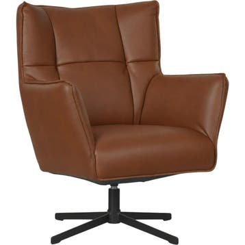 Leren draaifauteuil Lovely - Granada Savannah (cognac), Nieuw, Ophalen of Verzenden, 75 tot 100 cm, Eigentijds, Modern, Retro, Vintage