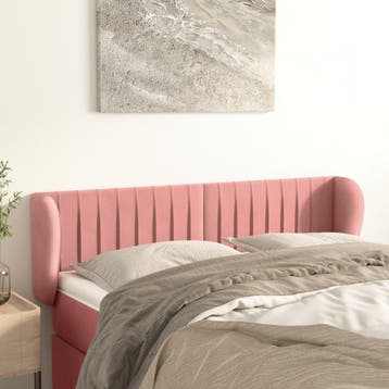vidaXL Hoofdbord met randen 147x23x78/88 cm fluweel roze, Huis en Inrichting, Verzenden, Nieuw, Stof