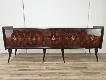 Credenza - Mahoniehouten dressoir met glas en vakken met