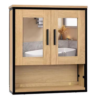 Badkamerkast met Spiegel – Hangende Wandkast met Plank 56×60, Verzenden, Nieuw