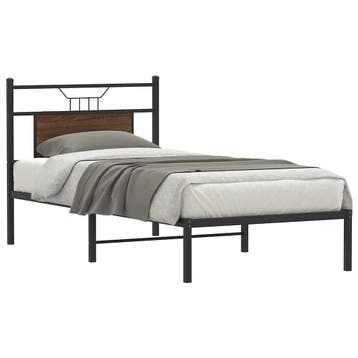 vidaXL Bedframe zonder matras bewerkt hout bruin eikenkleur, Eenpersoons, Bruin, Verzenden, Nieuw