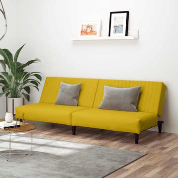 vidaXL Slaapbank 2-zits fluweel geel, Verzenden, Minder dan 150 cm, Stof, Nieuw