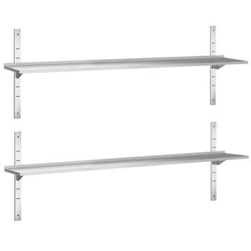 GGM Gastro | Dubbele RVS wandplank PREMIUM - 2000x300mm |, Verzenden, Nieuw in verpakking, RVS Meubilair